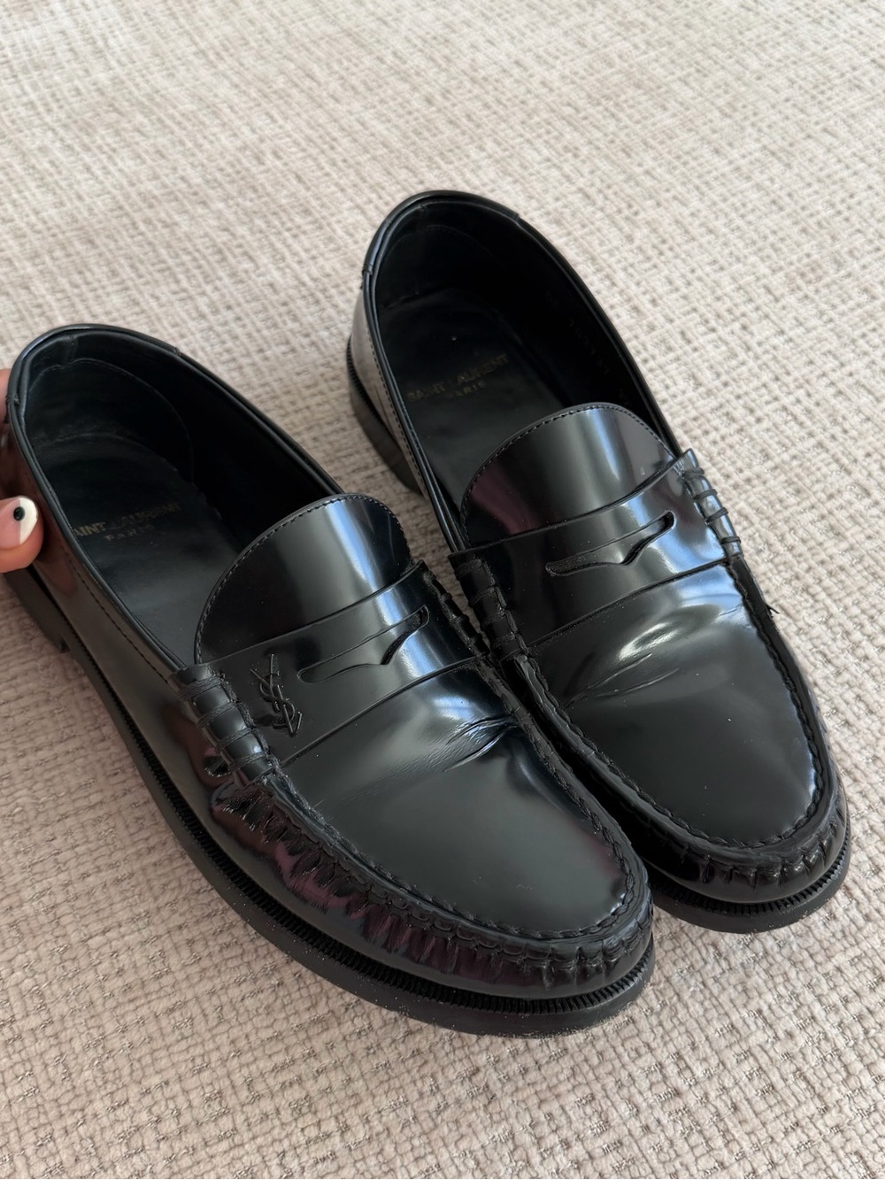 Saint Laurent YSL Black Glossy Penny Loafers - Picture 10 of 10